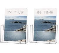 Helit H2352102 Porte-brochures de table pour brochures au format DIN A5, haut, transparent (Lot de 2)