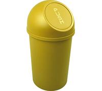 helit H2401118 - Poubelle à poussoir „the flip“ 13 L jaune | Poubelle avec couvercle à pression pour une élimination hygiénique des déchets