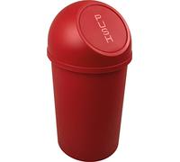 helit H2401125 - Poubelle à poussoir „the flip“ 13 L rouge | Poubelle avec couvercle à pression pour une élimination hygiénique des déchets