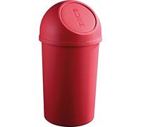helit H2401225 - Poubelle à poussoir „the flip“ 25 L rouge | Poubelle avec couvercle à pression pour une élimination hygiénique des déchets