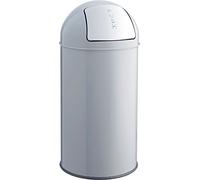 helit H2401487 - Poubelle à poussoir „the dome“ 50 L gris moyen | Poubelle avec clapet à pression, bac intérieur en métal galvanisé et anneau de base en caoutchouc