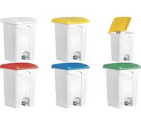 helit H2402125 Poubelle à pédale helit « the step », 45 litres, blanc/rouge
