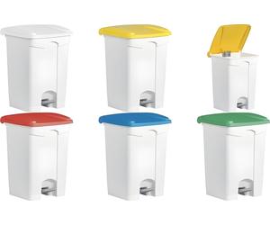 helit H2402125 Poubelle à pédale helit « the step », 45 litres, blanc/rouge