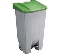 Poubelle à pédale grise/verte, capacité : 120 litres