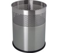 Helit Corbeille à papier en inox 15 L pour accueil et bureau