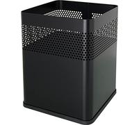 Helit Corbeille à papier H2515995 — Carrée en acier 18 litres Noir