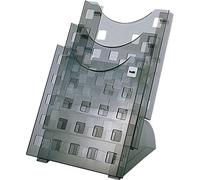 helit H6102708 - Présentoir de table the step grid DIN A4, 3 casiers | Porte-brochures gris transparent pour flyers, informations et brochures