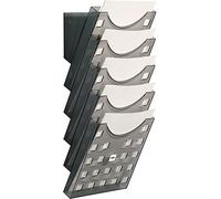 helit H6103108 - Porte-brochures mural „the grid wall“ DIN A4 | 5 pochettes, gris transparent, pour flyers, brochures et documents au format portrait