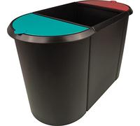 Poubelle de tri triple bac pour tri déchets et papier - Vert