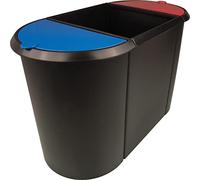 Helit Corbeille à papier Trio-System H6103597 - ovale en PE, 3 compartiments - Bleu