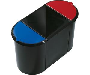 helit H6103597 Corbeille à papier Trio-System ovale PE noir/rouge/bleu