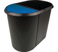 Poubelle double pour tri déchets papiers 29 litres - Bleu