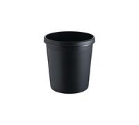 Helit H6123795 Lot de 6 corbeilles à papier « The German », 18 l, noir, avec bord de poignée sur tout le pourtour, en plastique,