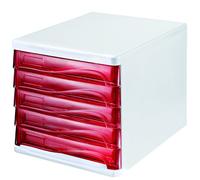 Helit Module de classement The Wave – 5 tiroirs – blanc/rouge