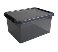 helit H6165208 - Boîte de rangement the comfort-line 36 L - gris transparent, boîte de rangement avec couvercle