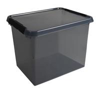 Helit H6165308 - Boîte de rangement the comfort-line 52 L - gris transparent, boîte de rangement avec couvercle