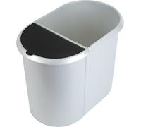 helit H6220900 - Corbeille à papier the double argent/noir 29 litres | Poubelle à 2 compartiments, d'une capacité de 20 litres et 9 litres