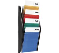 helit H6270195 - Présentoir mural en arc „the arc“ DIN A4 noir | 4 pochettes au format portrait pour flyers, brochures et documents