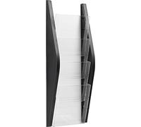 helit H6270295 - Présentoir mural en arc „the arc“ DIN A5 noir | 4 pochettes au format portrait pour flyers, brochures et documents