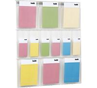 helit h6811002 Kit Présentoir mural PLACATIV, 6 poches 1/3 DIN A4, haut, transparent