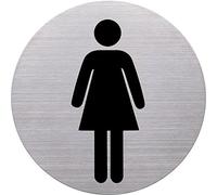Helit Pictogramme autocollant WC pour femme H6271000 - Diamètre 115 mm, avec bande adhésive, acier inoxydable