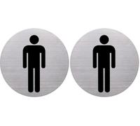 helit Pictogramme WC pour homme Ø 115 mm/autocollant en acier inoxydable H6270900 (Lot de 2)