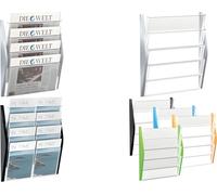 helit Porte-brochures mural, DIN A3 horizontal, 4 compartiments, noir parties latérales en PP coloré, compartiments en PS transparent, - 1 pièce (H6270495)