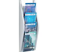 helit Porte-brochures mural, DIN A5 vertical, 4 compartiments, argenté