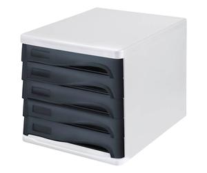 helit Schubladenbox schwarz DIN A4 mit 5 Schubladen (H6129998)