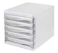 helit Schubladenbox transparent DIN A4 mit 5 Schubladen (H6129902)