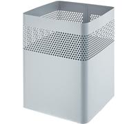 helit Stahl-Papierkorb, mit Lochdeckor, 15 Liter, mittelgrau aus Metall, quadratisch (H2515987)