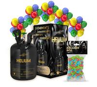 Hélium Grande Bouteille Gaz d'Hélium pour 50 Ballons + Lot 50 Ballons Biodégradables Multicolore - Bonbonne Jetable 0,40m3 Idéale pour des Festivités, Anniversaires, Mariages SPARKLERS CLUB®