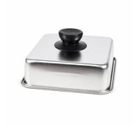 Hellery Couvercle de Grill Carré Cloche à Gril Dôme à Fromage Couvercle de Plancha Concentre Chaleur et Vapeur pour Fondre Rapidement Inox Robuste Prise Sûre, 16-16-5cm, Round Handle