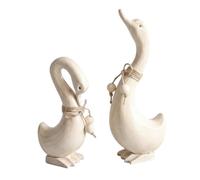 Hellery Figurine Couple Canard en Bois Statue Décorative Figurines Animales Décor de Maison Rustique Texture Naturelle et Corde en Jute avec Perles Adaptée à