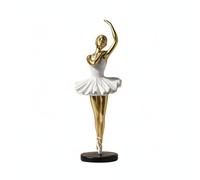 Hellery Figurine en Résine Statue Danseuse Ornement Sculpture Décorative Brillance Discrète Aspect Raffiné sur Piédestal Rond pour Salon Chambre Convient aux Cadeaux Décoration Intérieure, By2328-2