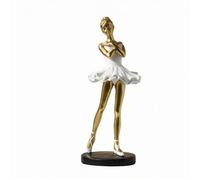 Hellery Figurine en Résine Statue Danseuse Ornement Sculpture Décorative Brillance Discrète Aspect Raffiné sur Piédestal Rond pour Salon Chambre Convient aux Cadeaux Décoration Intérieure, By2328