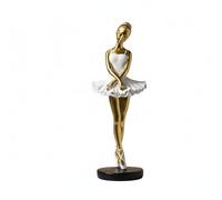 Hellery Figurine en Résine Statue Danseuse Ornement Sculpture Décorative Brillance Discrète Aspect Raffiné sur Piédestal Rond pour Salon Chambre Convient aux Cadeaux Décoration Intérieure, By2328-1