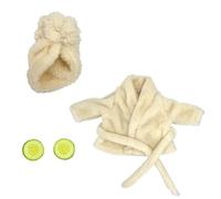 Hellery Peignoir Femme Ensemble Robe pour Statue Peluche Spa Bandeau Turban Couverture Yeux Polyester Doux Ceinturable Décoration Adaptée pour Balcon Terrasse Cour, Blanc Cassé