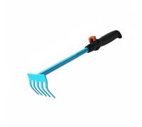 Hellery Pelle de Jardinage Pelle Bêche Truelle Cultivateur avec Manche Télescopique Ajustable pour Portée Prolongée Acier Carbone Renforcé Prise Confortable, Râteau Cinq Dents