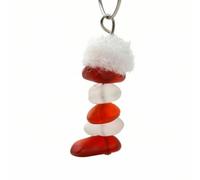 Hellery Pendentif Décoratif Festif Ornement Verre Marin Décoration Suspendue Pendentif Verre Givré Empilé avec Crochet et Boucle Adapté aux Fêtes Cadeaux, Rouge