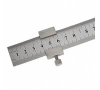 Hellery Réglet en Acier Inoxydable Règle Traceuse Outil de Mesure Équerre de Marquage avec Butée Fixable et Réglage Fin Mesure Stable et Répétée Adapté à Bois Serrurerie Atelier, 15 Cm