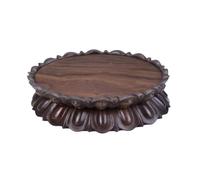 Hellery Socle de Statue Religieuse Support Piédestal Présentoir Base Bois Plateau Compact en aux Lignes Traditionnelles pour Statues et Ornements d'Autel , 11,5 X 7 X 4,7 Cm