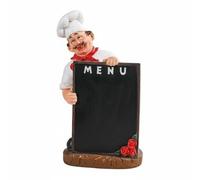 Hellery Statue de Cuisine Présentoir à Décoratif Porte-bouteilles Support Résine Fait Nordique Fantaisie et Rangement Stable, Chef Cuisinier Homme, Moustache, Tablier Rouge, Tableau Noir MENU