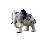 Hellery Statue Éléphant en Céramique Figurine Statuette Sculpture Ornement Décor Floral Peint à la Main Apaisant pour la Maison Adaptée au Séjour Bibliothèque Espace de Travail, 29x14.5x30.5cm