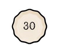 Hello 30 Petites Assiettes de Fête en Papier avec Noeud - Lot de 6 Assiettes Élégantes pour Anniversaire et Célébration