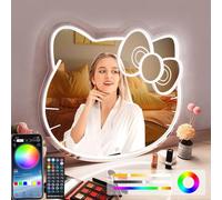 Hello Kit Miroir de courtoisie Hello Kit à intensité variable avec lumières plus de 200 types de couleurs, miroir LED Hello Kit en acrylique avec télécommande et contrôle par application, kit de