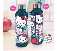 Paladone Bouteille d'eau métal Hello Kitty 500 ml Rose et bleu Étanche compatible porte-gobelet