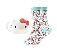 Hello Kitty Coffret Mug et Chaussettes, Mug Porcelaine 3D 350 ml | Mug Hello Kitty en 3D, chaussettes taille 37-40, cadeau kawaii femme et ado, sous licence officielle, by Blue Sky Studios