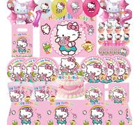 Hello Kitty - fournitures de fête, décoration d'anniversaire à thème, ensemble de vaisselle, assiette, tasse, serviette, nappe pour filles, cadeaux de fête d'anniversaire Balloon 6pcs