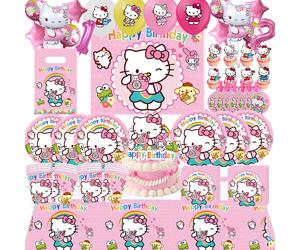 Hello Kitty - fournitures de fête, décoration d'anniversaire à thème, ensemble de vaisselle, assiette, tasse, serviette, nappe pour filles, cadeaux de fête d'anniversaire Balloon 9pcs